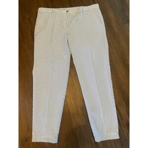 Talbots Size 16 Girlfriend Chino Seersucker Blue White Cotton‎